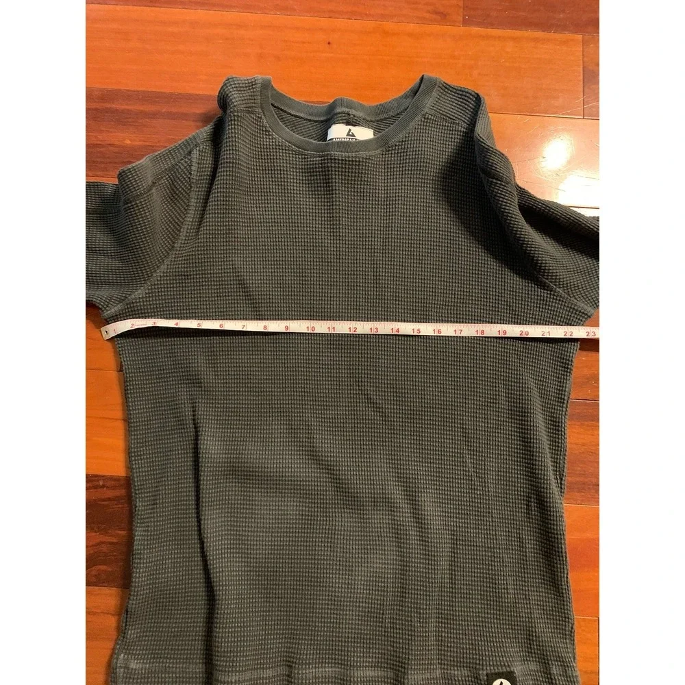 American Giant Shirt Womens XL Gray Heavyweight Waffle Knit Thermal Long Sleeve